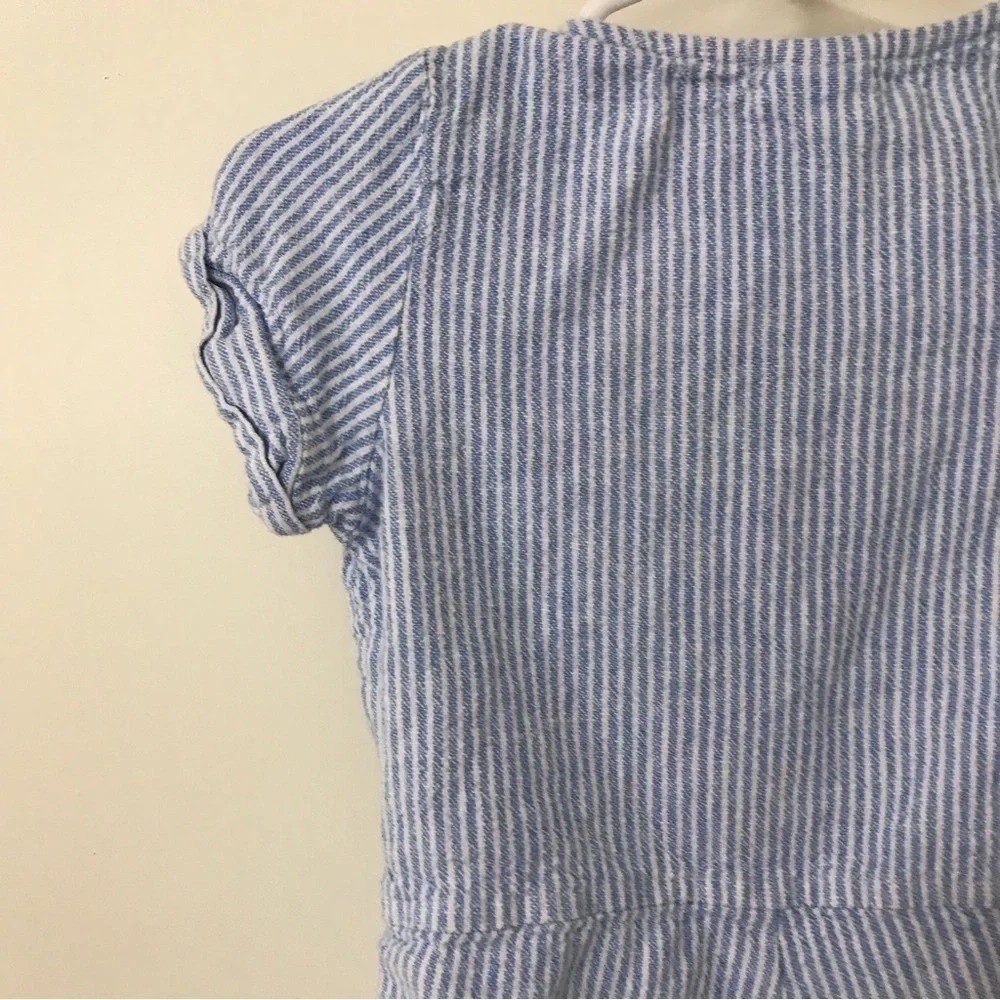 3/$15 Old navy toddler linen  blend blue and white stripe romper